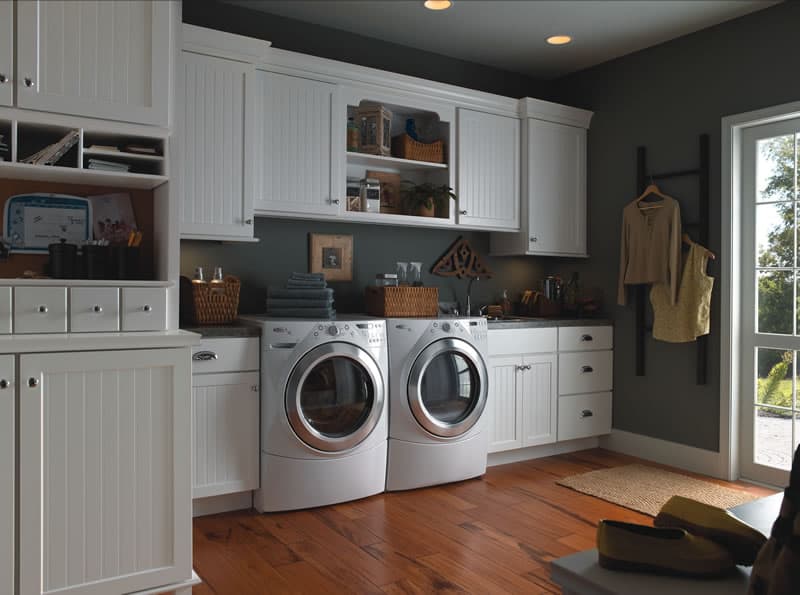 Laundry Room with Evelyn Thermofoil Yorktowne Cabinetry – Sycamore ...